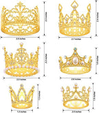 SisBroo Gold Crown Cake Topper, 6 Pieces Happy Birthday Cake Toppers, Princess Crown Cake Decorations, Mini Crowns for Flower Arrangements, Birthday, Wedding, Party Decor (Gold-Ⅰ, 6)