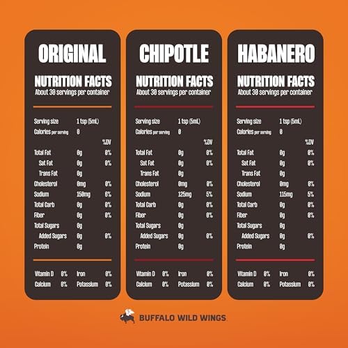 Buffalo Wild Wings Hot Sauce Gift Pack, Includes Classic, Habanero, and Chipotle Hot Sauces, 5 fl oz Bottles, Marinade, and Seasoning for Chicken Wings and Pork Ribs