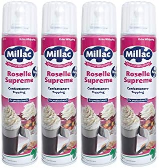 Millac Roselle Supreme Slightly Sweetened Cream Confectionery Topping 500g (4 Pack)