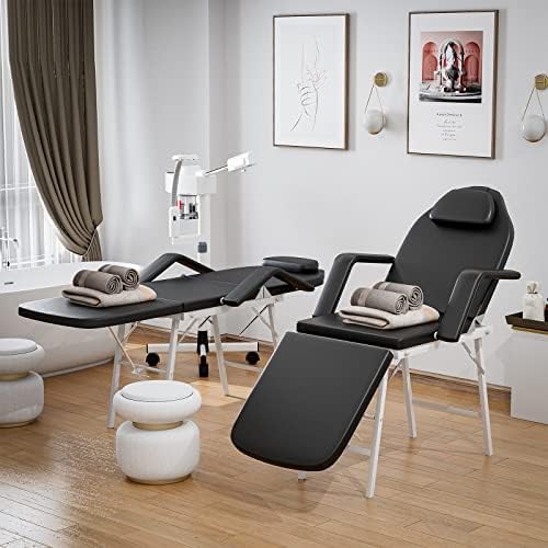 Paddie Portable Tattoo Chair for Client 72inch, Mobile Massage Table Foldable with Storage Bag, Black