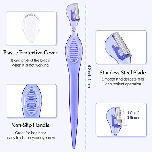 Mudder 21 Pcs Eyebrow Razor Eyebrow Shaver Facial Razor Multipurpose Face Trimmers with Precision Cover for Women Makeup Care Tools(Rose Red, Blue, Purple)