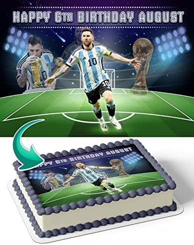 Leo Messi Argentina Edible Cake Image Topper Personalized Birthday Cake Banner 1/4 Sheet