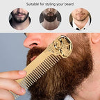 Pocket Beard Comb, Zinc Alloy Skull Pattern Hair Styling Combs, Mustache Comb with Smooth Rounded Teeth, for Men Travel Grooming (Gold)
