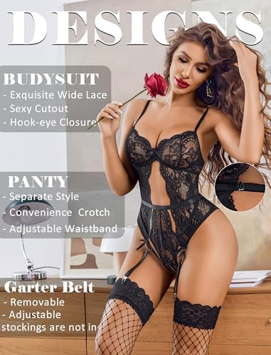 Avidlove Sexy Lingerie for Women Lace Bodysuit with Panty Garter Lingerie Set Teddy Lingerie Body Suit S-XXL