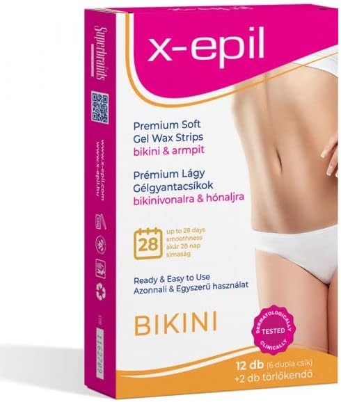Gel Bikini Wax Strips for Body - 12pcs - Hypoallergenic, Ready-To-Use & Gentle Bikini Wax Strips For Smooth Skin Results - Effective Hair Removal at Home