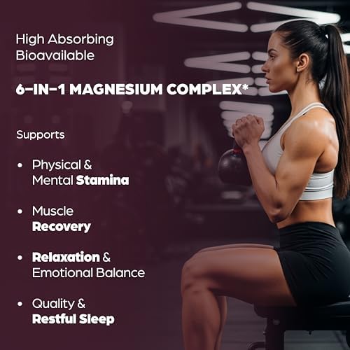 Complete Magnesium Complex 500mg for Women & Men | 120 Capsules | 6 in 1 Mag Supplement with Zinc | Quality Sleep & Muscle Health | Glycinate, Citrate, Malate, Oxide, Aspartate, Lysinate Glycinate