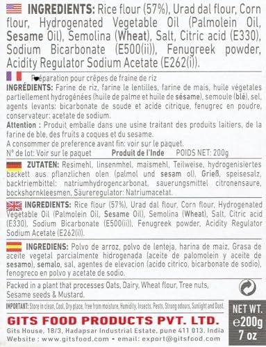 Comlinks LLC Gits Instant Mix Box - 600gm (Pack of 3 x 200gm) | Ready to Cook Indian Breakfast/Lunch/Dinner/Snack Meal | No Artificial Colors,Flavors,Preservatives,100 percent Vegetarian,Easy Recipe (Dosa)