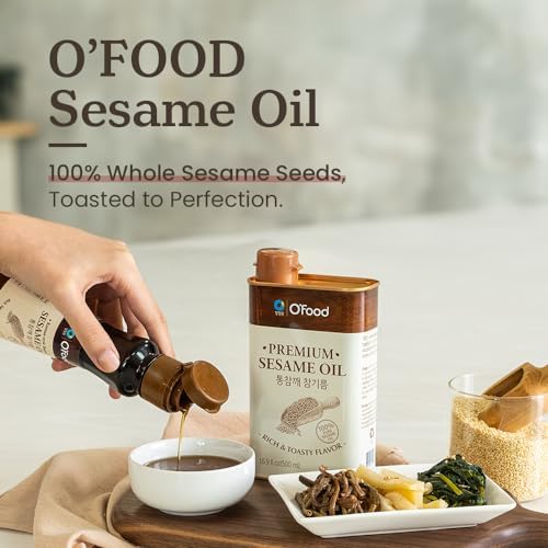 Premium Sesame Oil [5.4 Fl Oz] -100% Pure Toasted Sesame Seed Oil | Korean-Style Rich & Nutty Flavor | Asian Cooking Oil for Stir Fry, Noodles, Dressing & Drizzle - O’food