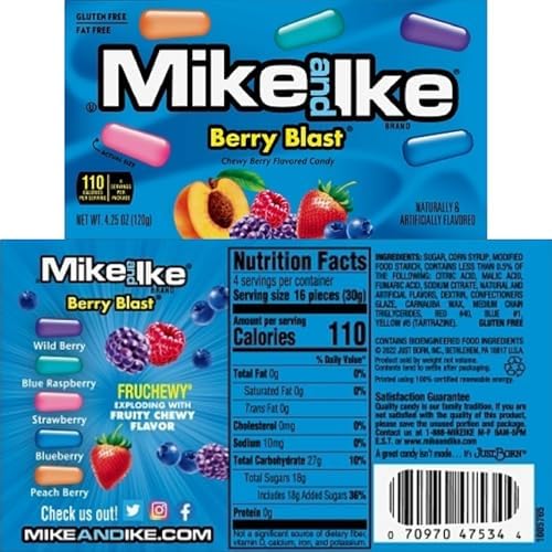 Mike Ike 4.25 OZ Theater Box Variety Bulk (6-Pack) - Jolly Joe's, Red Rageous, Berry Blast, Sour Watermelon, Original Fruit, Mega Mix With Galley Grove Sugar-Free Peppermint Breath Mints