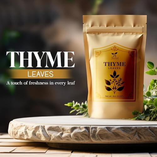 Shrida Foods Dried Whole Thyme Leaves, 8oz, Authentic Thyme for Cooking, Seasoning, Soups, Marinades, Freshly Dried, Non-GMO, Gluten-Free, Bulk Thyme Herb & Spice, for Roasting