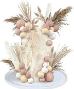 50 PCS Boho Cake Toppers Mini Balls Cake Topper Various Dried Pampas Grass Cake Decor for Boho Home Wedding Cake Decoration (White Apricot Light Brown)