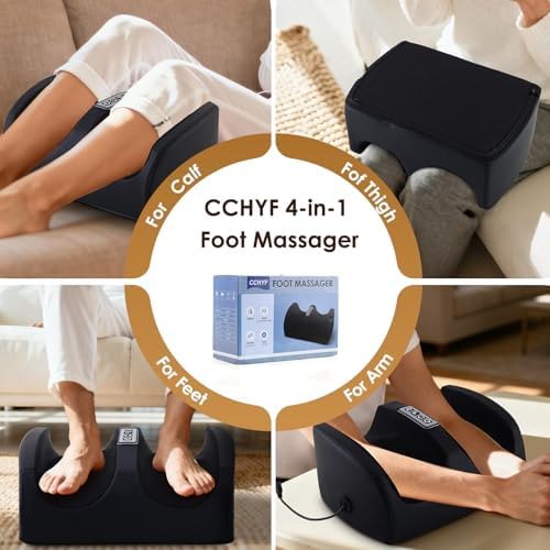 Foot Massager with Heat, Electric Foot and Calf Massager with Roller, Deep Tissue Massage for Plantar Fasciitis, Neuropathy & Pain Relief, Gifts for Women & Men(Black)