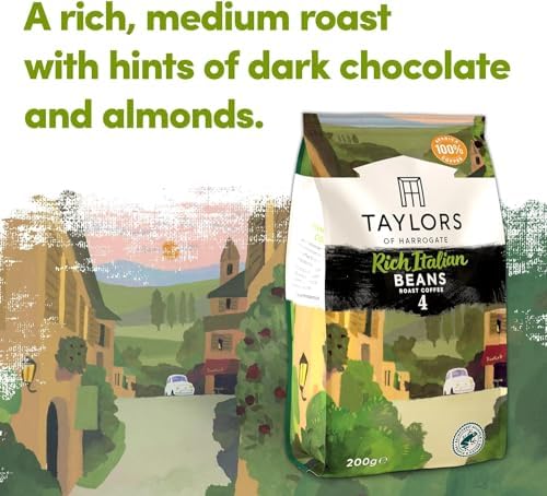 Taylors of Harrogate Coffee Beans (Each Pack 200g). Pick Any 6 from 7+ Flavours Inc. Hot Lava Java, Lazy Sunday, Rich Italian, Latte, Espresso, Cacao Superior Colombia,Brazil Praline Especial and More