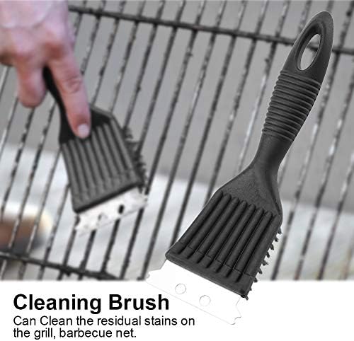 Jerliflyer Plastic Handle BBQ Cleaning Brush,Portable Ultra BBQ Cleaner,Stainless Steel Wire Bristles Powerful Cleaning Brush(black
