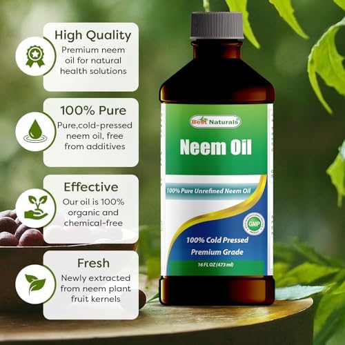 Best Naturals 100% Pure Neem Oil, 100% Cold Pressed and Unrefined - 16 OZ (2 Bottles)