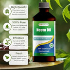Best Naturals 100% Pure Neem Oil, 100% Cold Pressed and Unrefined - 16 OZ (2 Bottles)