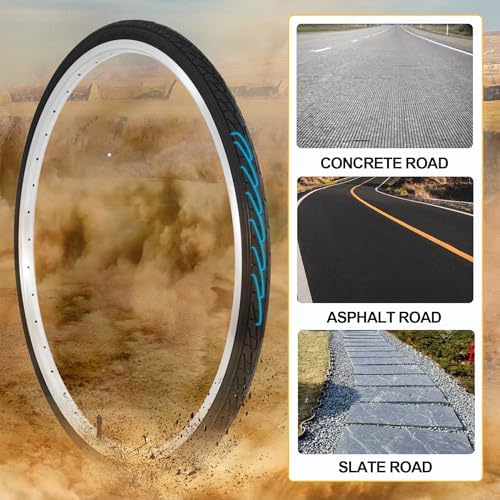 2Sets 24x1 3/8 Wheelchair Tires and Tubes, Fit 21" Rim Puncture Resistant Folding Street Bike Tire Sets 37-540 for Road Bike Street Bicycle E-Bike Directional Tread Low Resistance