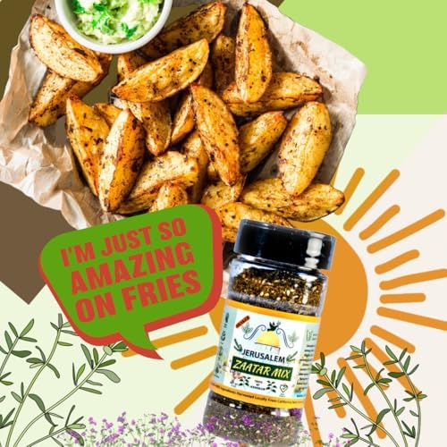 Jerusalem Zaatar Spice Mix Jar by Julian’s Valleys | Made with Natural Herbs and Pure Sumac | 4OZ | Zataar seasoning Jar| No Preservatives/No Citric Acid - (Za'atar/zatar/zahtar/zahatar)