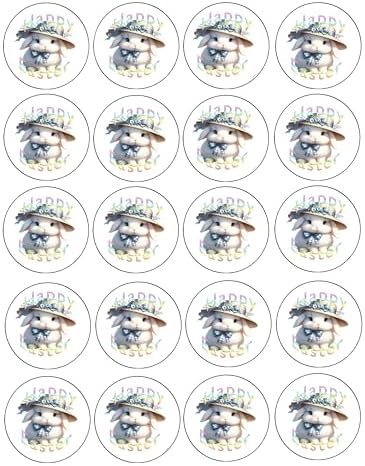 Custom Edible Cake Topper – Easter Bunny Hat Design – Icing Sheet Cookie & Cupcake Images –20 Pre-cut 2” Round– RA Pape