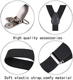 Suspenders for Men and Women Adjustable Elastic 1 inch Wide Leather Heavy Pants Strong Metal Clips Suspender Costume