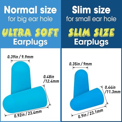 AZEN 100 Pairs Ear Plugs Bulk, NRR 32dB Soft Foam Ear Plugs for Sleeping Noise Cancelling, Earplugs for Concerts Shooting Swimming Noise Reduction (Lake Blue)