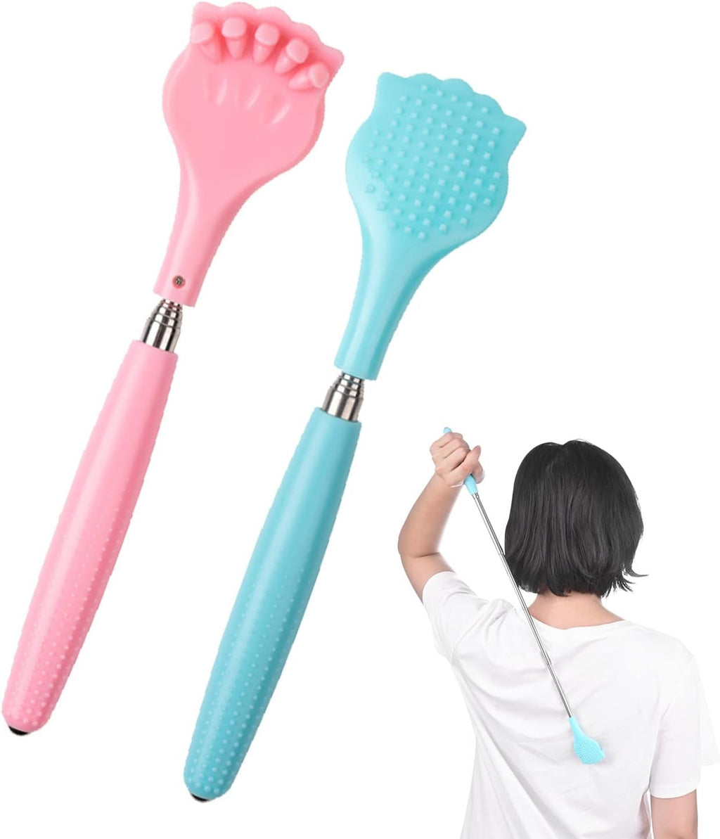 WUBAYI 2Pcs Back Scratchers, Portable Expandable Back Scratchers, Non-Slip Handheld Massager, with Telescopic Handle for Tickling Massage of Head, Back, Legs and Other Body Parts