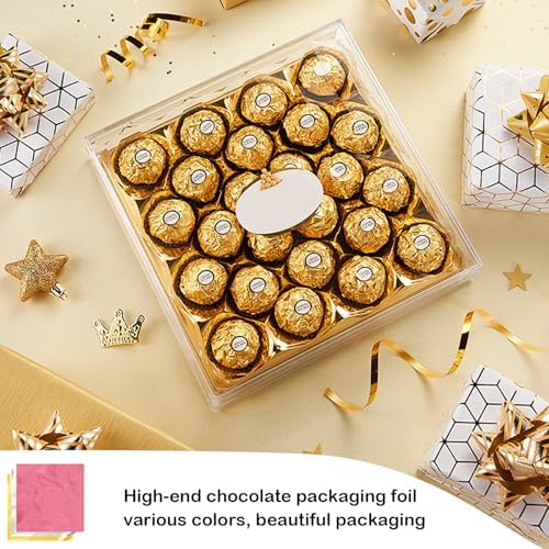 300 Pieces 7.8” Square Foil Candy Wrappers, Chocolate Foil Wrappers for Food DIY Candies Wrapping Packing Gifts (Gold, Silver, Pink)