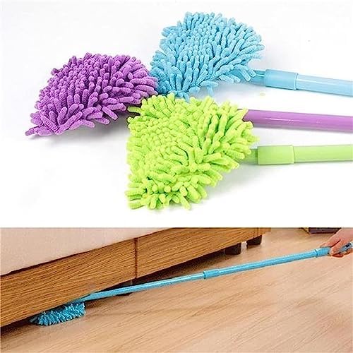 2023 New 180 Rotatable Adjustable Triangle Wet & Dry Mop with Extendable Long Handle, 2 Reusable Mop Heads for Bathroom, Floor, Wall & Sofa (Purple)