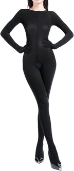 Body Stockings for Women Long Sleeve Full Body Bodysuit Includes Five Finger Glove Bodystocking Velvet 120D