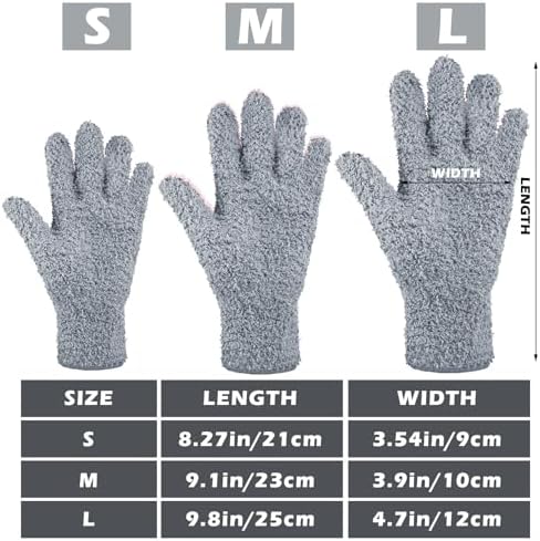 Patelai 3 Pairs Microfiber Plant Dusting Gloves Leaf Cleaning Gloves for Indoor Plants, Blinds, Furniture, House (Dark Blue,Gray,Khaki,Medium)
