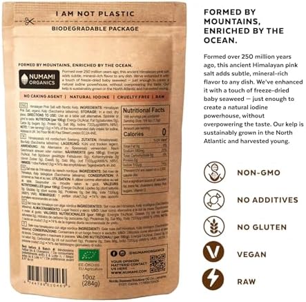 Himalayan Pink Salt with Nordic Kelp – Naturally Iodized salt for everyday use in Plastic-Free Packaging | Coarse salt for grinder refill | Gourmet Salt for Cooking | Unrefined, Additive-Free, 10oz