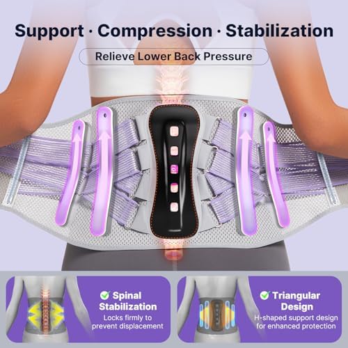 Fit Geno Back Brace for Lower Back Pain Women: Adjustable Lumbar Support Brace for Pain Relief - Breathable Waist Belt for Comfort - L