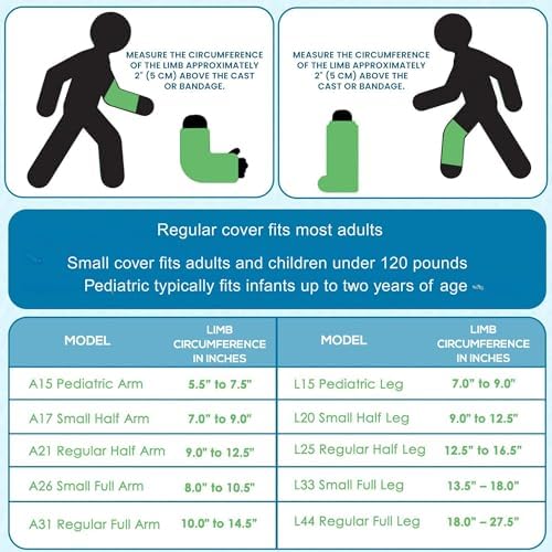 Infant Arm Cast & Bandage Protector, Waterproof, Reusable, Pediatric Arm (A15) Covers up to 13" Cast Length, Use in Pool, Bath, & Shower for Small Hand, Wrist, Forearm, & Elbow