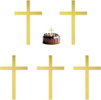 6pcs Gold Acrylic Glitter Cross Cake Side Decor 3x5.5inch Cross Cake Cupcake Topper Pick for Theme Party Craft DIY,Bless,Wedding, Bridal Shower,Christmas,Hallowmas,Birthday Baptism