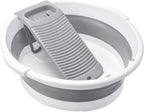 Large Collapsible Washboard Basin for Hand Washing Clothes - Portable Laundry Tub with Scrubber, Durable & Sturdy, Foldable Space-Saver, Ideal for Home, Travel, and Camping (Gray)