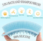 2 in 1 Silicone Body Scrubber Shampoo Brush, Shower Body Scrubber, Silicone Bath Scrubber,Exfoliating Body Scrubber, Scalp Massager, Silicone Loofah Body Scrubber,Rapid Foaming-3 Pack Black,Blue,Pink