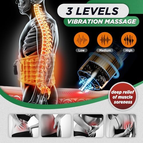 ERHIVORA Decompression Back Belt with Red Light Heating and Massage, Back Reliever, Inflatable Back Brace for Spinal Lumbar Woman Men Heating Pad