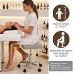 Saddle Stool with Wheels, Swivel Rolling Stools for Vanity, Adjustable Height Tattoo Stool 17"-21" (Gray)