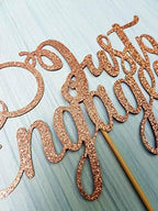 Just Engaged Cake Topper, We're Engaged Cake Topper for Engagement Party Decoration, Double-sided Rose Gold Glitter