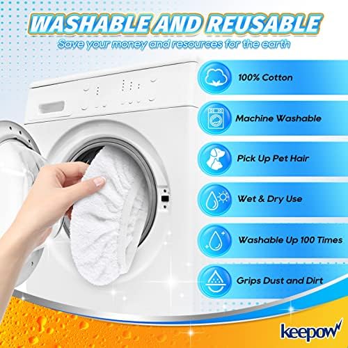 KEEPOW Reusable Mop Pads Compatible with O Cedar Hardwood Floor'N More Microfiber Mop, Mop Refill Heads Replacements for Wet and Dry Use, 15x8 Inch, 6 Pack