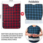 XKDOUS 2pcs Adult Bibs For Men Washable, Reusable Waterproof Large Bibs For Adult, Clothing Protector With Crumb Catcher,Bibs For Eating, Feeding Adult Bibs For Women Elderly Men Senior Citizens Gifts