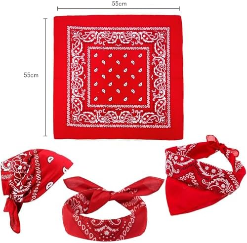 6Pcs Halloween Men's Costume, Men's Comedy Costume, Funny Cosplay Costume Accessories with Glasses, Red Bandana and Beanie hat, Red Y-Shape Suspender, Fake Mustache, for Cosplay Dress Up Party