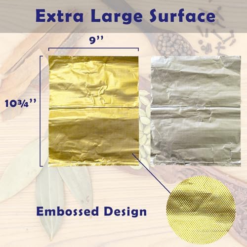 200 Count Pre-cut Pop-up Deli Aluminum Foil Sheets – Gold Color, 9’’ x 10.75’’ Disposable Wrappers for Food Wrap, 200 Sheets Pop-up Foil with Embossed Design