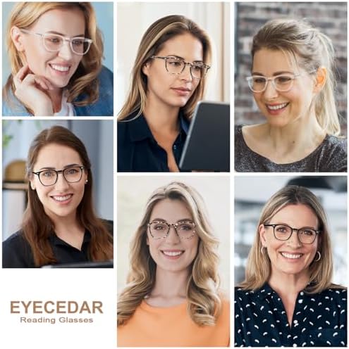 EYECEDAR 3-Pack Reading Glasses for Women Blue Light Blocking Metal Spring Hinges Adjustable Flexible Temples Eye Glasses Readers for Women 1.50