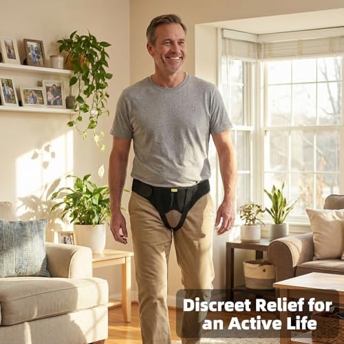 Tenbon Inguinal Hernia Belt for Men & Women - Adjustable Bilateral/Double Inguinal, Groin Hernia Support Truss for Pre & Post Surgery with 2 Removable Pads, Breathable & Discreet Wear Under Clothes (Small)