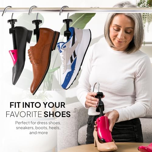 HOUNDSBAY Plastic & Wooden Shoe Stretchers - Adjustable Shoe Widener Expander for Men and Women
