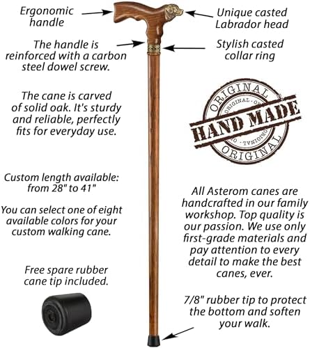 Fashionable Handmade Walking Cane for Men and Women - Labrador Retriever - Cool Wood Cane for Dog Lovers