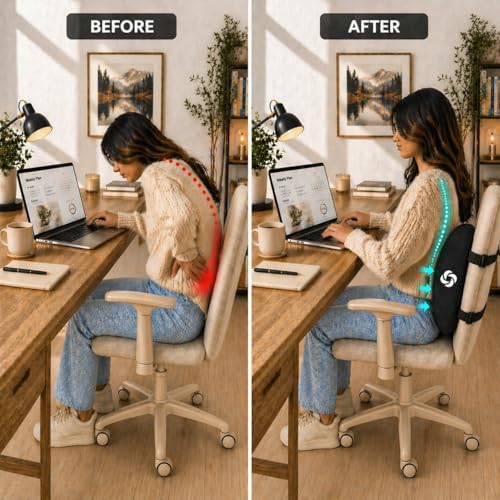 Samsonite Lumbar Support Pillow for Office Chair, Lower Back Support for Car, Back Pillow Desk Chair Cushion with Memory Foam, Improved Posture Backrest
