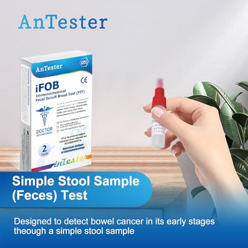 2 Test Colorectal Cancer Screening (FOB) Test Kit - Easy-to-Use at-Home Fecal Occult Blood Test for Early Detection - Convenient and Reliable Colorectal Cancer Screening Tool