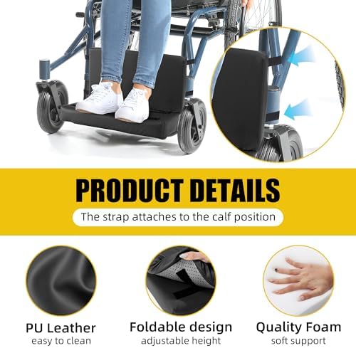 BALAPET Adjustable Wheelchair Leg Rest, High Density Foam Wheelchair Foot Support, Extender Calf Elevated Pad, Soft and Comfortable Leg Cushion Protector for Home Hospital(Black)